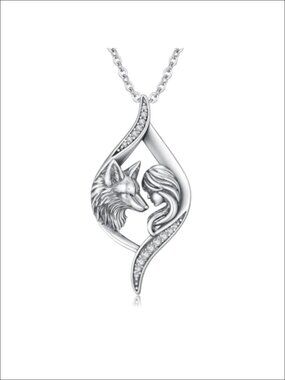 Sterling Silver Fox Pendant Necklace Women Animal Jewelry 18in Chain